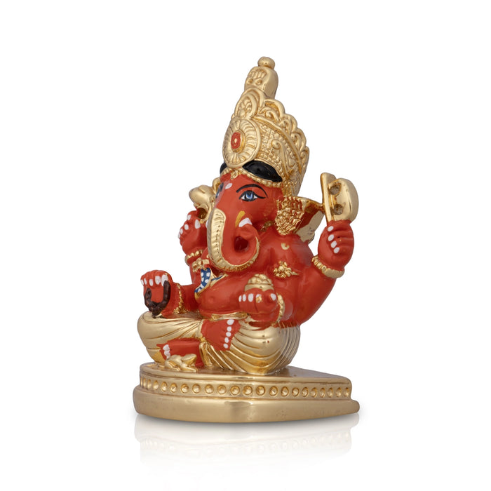 Ganesh Murti - 3 x 2 Inches | Sitting Ganpati Murti/ Ceramic Sculpture for Pooja