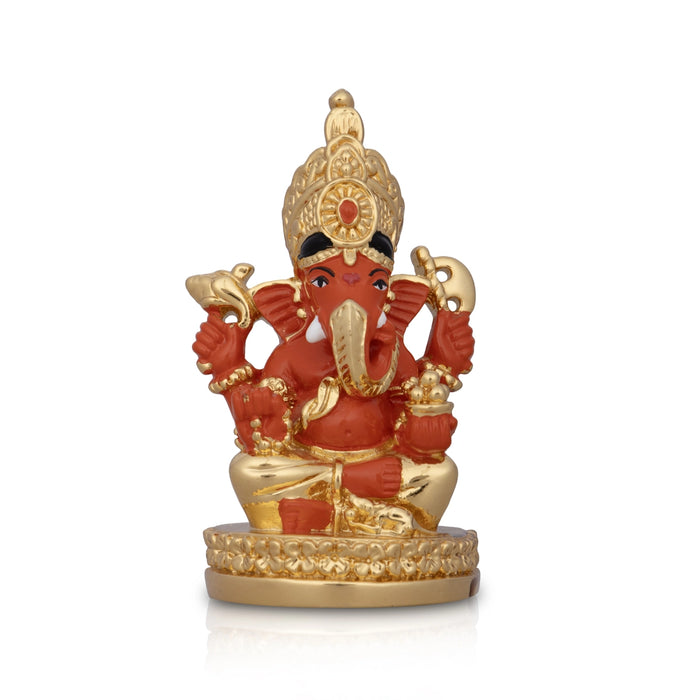 Ganesh Murti - 3 x 2 Inches | Sitting Ganpati Murti/ Ceramic Sculpture for Pooja