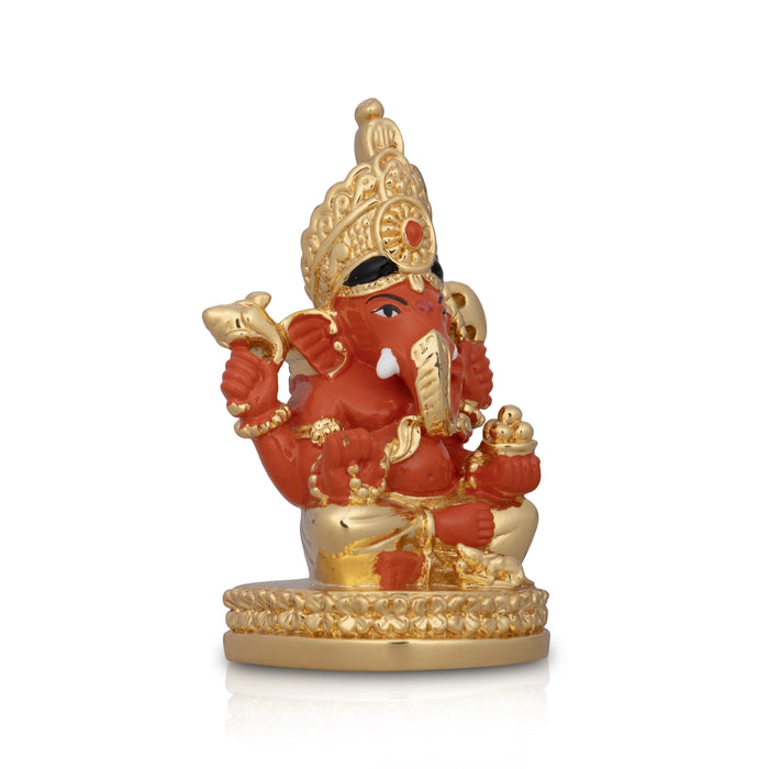 Ganesh Murti - 3 x 2 Inches | Sitting Ganpati Murti/ Ceramic Sculpture for Pooja