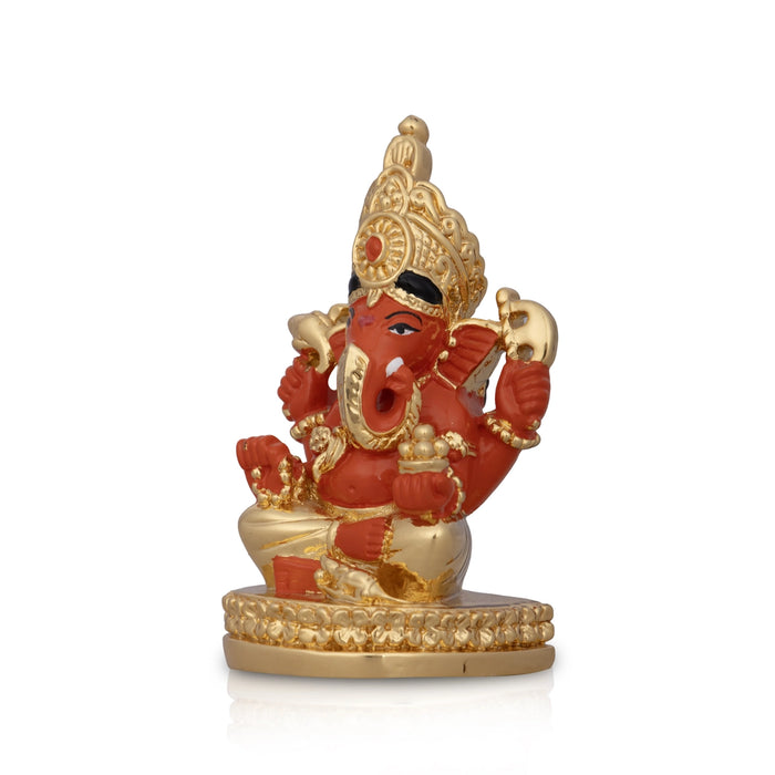 Ganesh Murti - 3 x 2 Inches | Sitting Ganpati Murti/ Ceramic Sculpture for Pooja