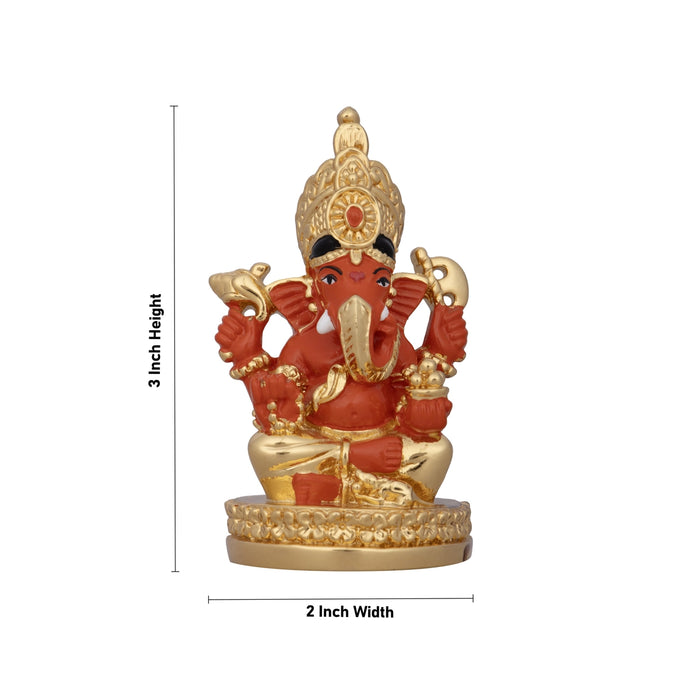 Ganesh Murti - 3 x 2 Inches | Sitting Ganpati Murti/ Ceramic Sculpture for Pooja