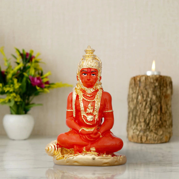Anjaneya Statue - 5 x 3 Inches | Ceramic Sculpture/ Hanuman Statue for Pooja