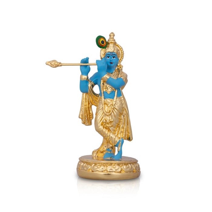 Flute Krishnan Statue - 4.5 x 1.5 Inches | Ceramic Sculpture/ Krishna Flute Statue for Pooja