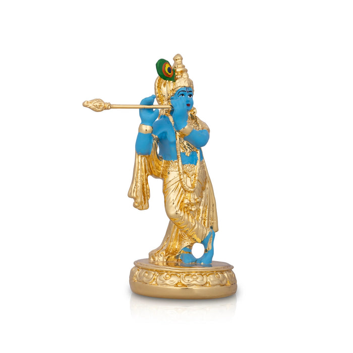 Flute Krishnan Statue - 4.5 x 1.5 Inches | Ceramic Sculpture/ Krishna Flute Statue for Pooja