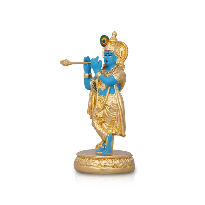 Flute Krishnan Statue - 4.5 x 1.5 Inches | Ceramic Sculpture/ Krishna Flute Statue for Pooja