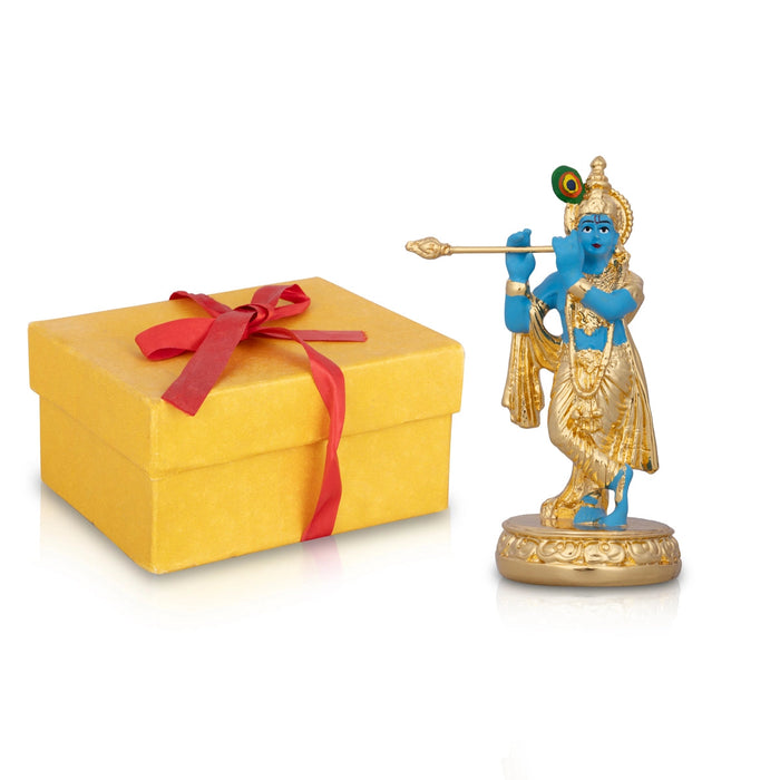 Flute Krishnan Statue - 4.5 x 1.5 Inches | Ceramic Sculpture/ Krishna Flute Statue for Pooja
