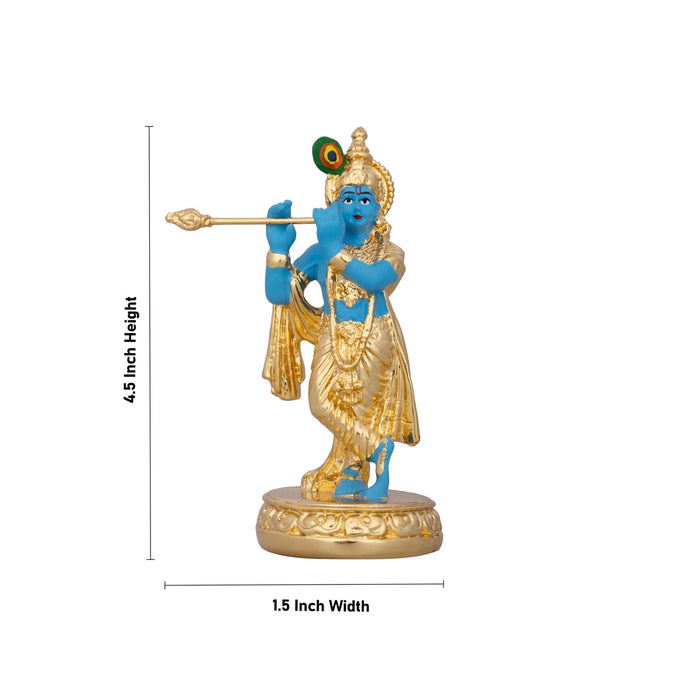 Flute Krishnan Statue - 4.5 x 1.5 Inches | Ceramic Sculpture/ Krishna Flute Statue for Pooja