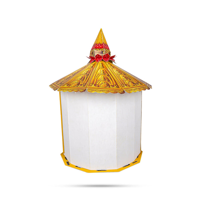 Ganpati Decoration Mandir - 7 x 6.5 Inches | Eco Friendly Mandir Decoration/ Suvarna Makhar Design Paper Mandir