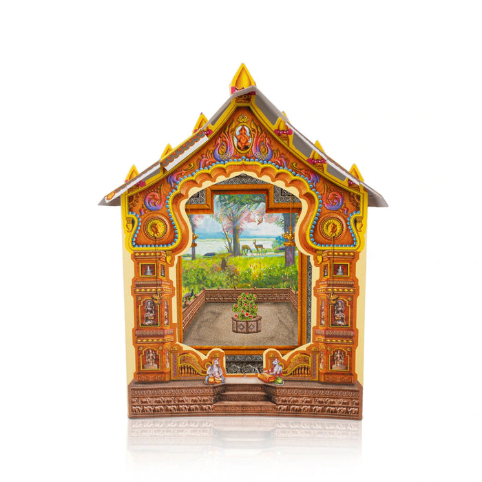 Ganpati Decoration Mandir - 8 x 6 Inches | Eco Friendly Mandir Decoration/ Kokan Makhar Design Paper Mandir