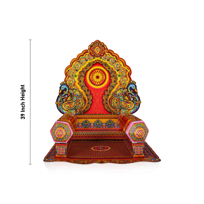 Ganpati Makhar Set - 39 Inches | Eco Friendly Sinhasan/ Pooja Aasan/ Simhasan/ Ganesh Makhar Decoration