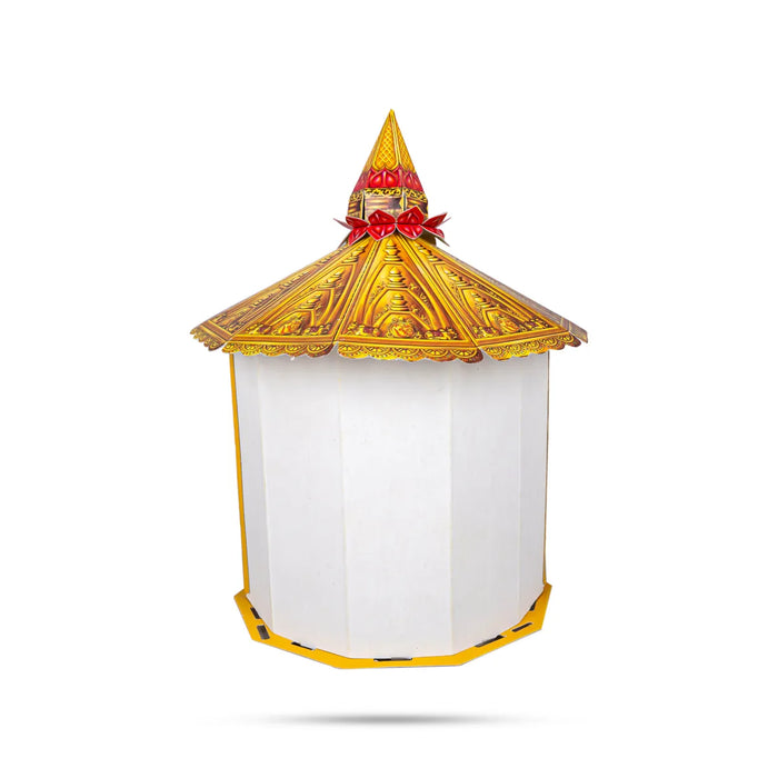 Pooja Mandir Set-26 Inches | Suvarna Makhar Design Paper Mandir/Eco Friendly Puja Mandapam for Ganpati Decoration
