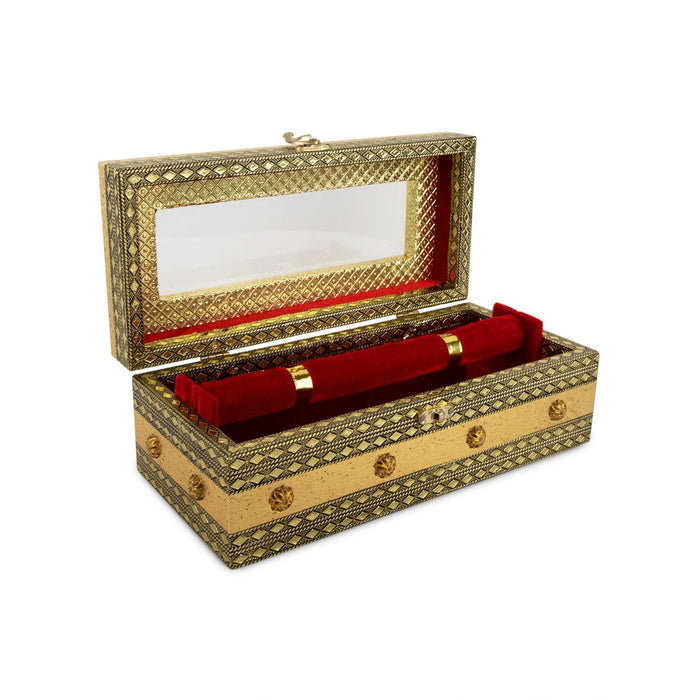 Bangle Box - 4 x 11 Inches | Bangle Storage Box/ Chudi Box/ Gold Polish Designing Bangle Organizer Box for Women