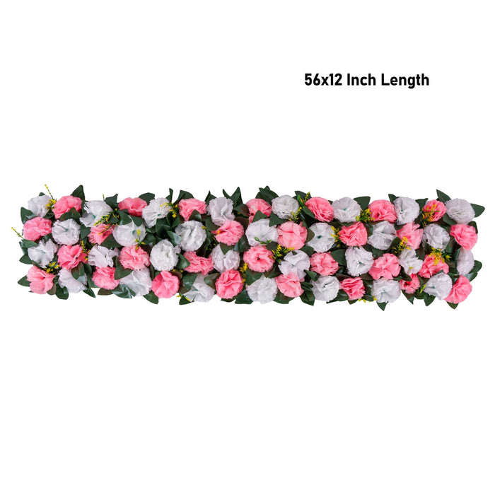 Artificial Flower Wall Panel - 56 x 12 Inches | Carnation Flower Door Hanging/ Artificial Flower Panel for Home