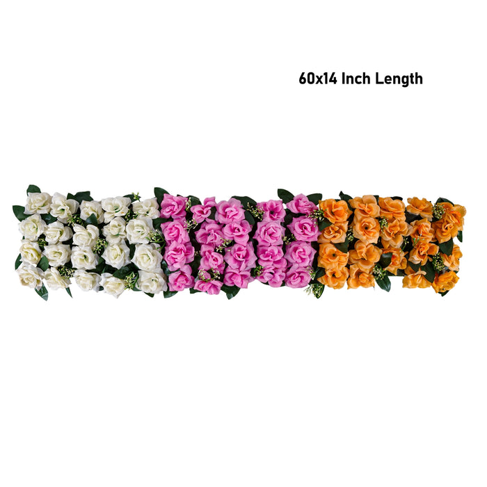 Artificial Flower Wall Panel - 60 x 14 Inches | Rose Flower Door Hanging/ Artificial Flower Panel for Home