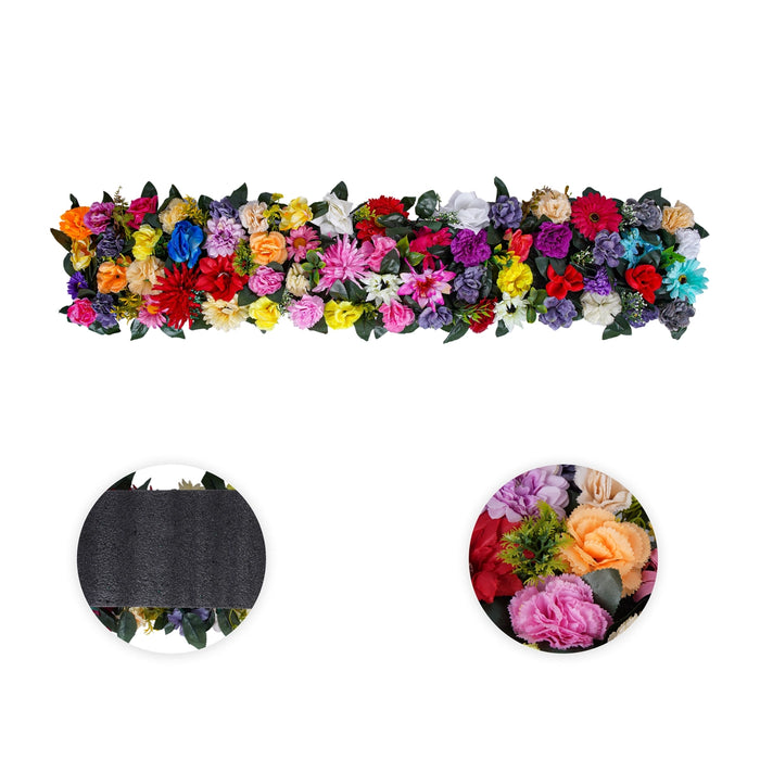 Artificial Flower Wall Panel - 52 x 14 Inches | Mixed Flower Door Hanging/ Artificial Flower Panel for Home