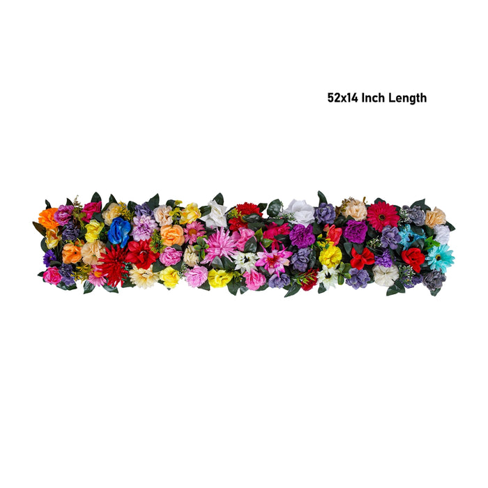 Artificial Flower Wall Panel - 52 x 14 Inches | Mixed Flower Door Hanging/ Artificial Flower Panel for Home