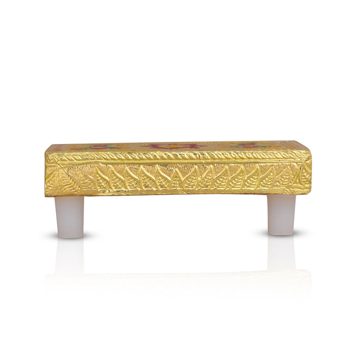 Chowki With Base - 4 x 2 Inches | Manai Palagai/ Gold Polish Bajot/ Kalash Design Patla For Deity
