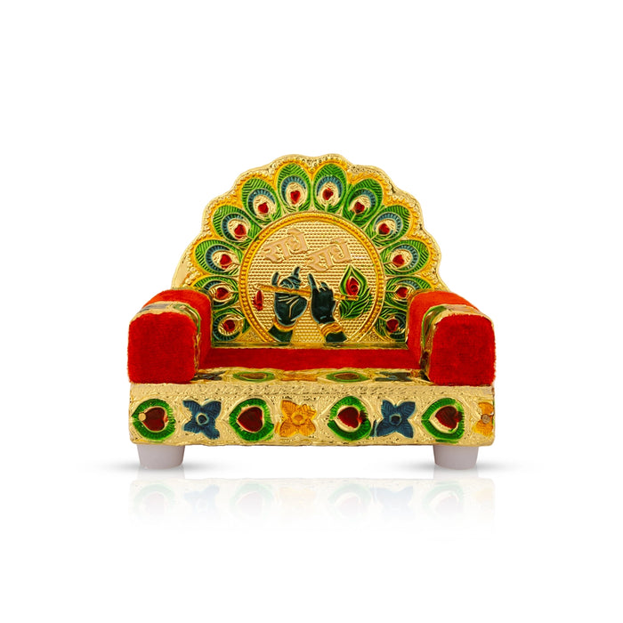 Velvet Sinhasan - 4 x 4 Inches | God Simhasan/ Pooja Throne/ Deity Seating for Pooja Room Decor