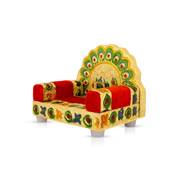 Velvet Sinhasan - 4 x 4 Inches | God Simhasan/ Pooja Throne/ Deity Seating for Pooja Room Decor