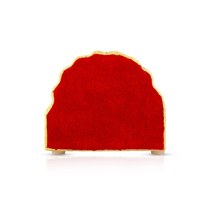 Simhasan - 4.5 x 5 Inches | Meenakari Design Velvet Simhasanam/ Wooden Singhasan For Deity Seating