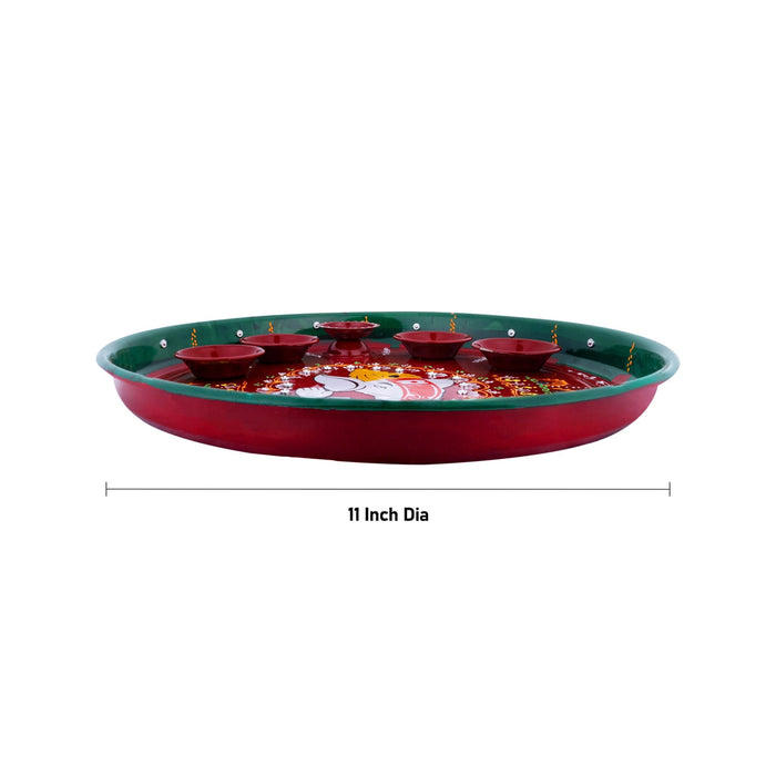 Ganesh Murti Design Thali Plate - 1 X 11 Inches | Decorative Plate/ Pooja Plate For Pooja And Festive