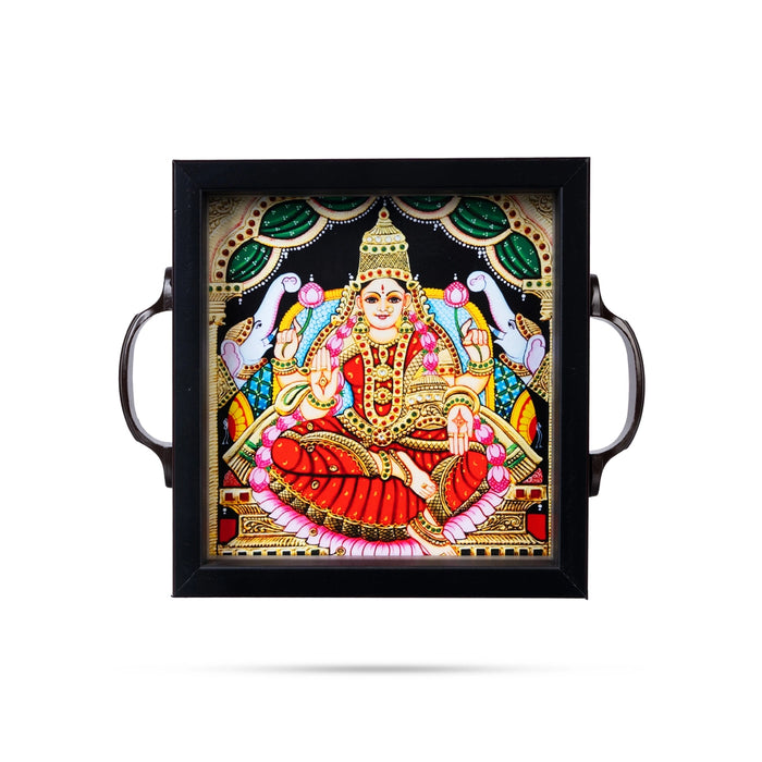 Tanjore Tray - 1.5 x 6 Inches | Gajalakshmi Design Decorative Plate/ Wooden Tray For Home Decor