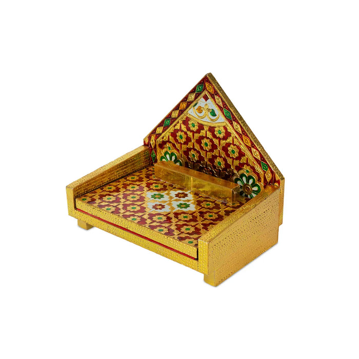 Simhasan - 8 X 6.75 Inches | Wooden Golden Singhasan/ Deity Throne/ Idol Seat For Deity
