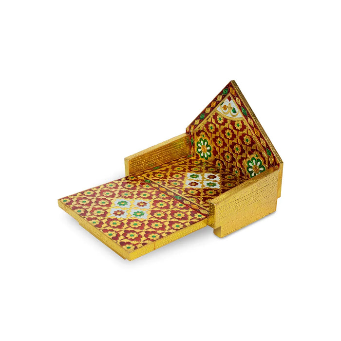 Simhasan - 8 X 6.75 Inches | Wooden Golden Singhasan/ Deity Throne/ Idol Seat For Deity