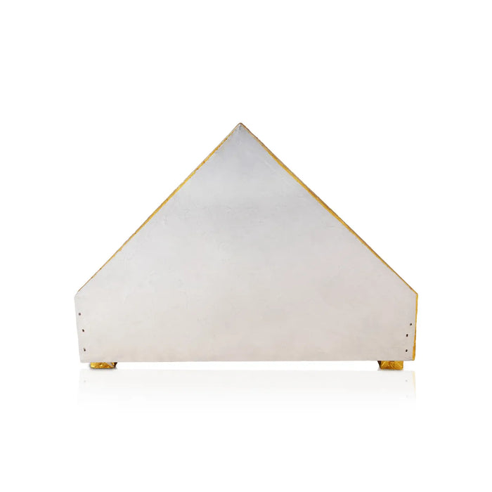 Simhasan - 10 X 7.75 Inches | Wooden Golden Singhasan/ Deity Throne/ Idol Seat For Pooja & Mandir Decor