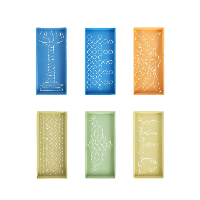 Rangoli Stencil - 2.5 x 6 Inches | 6 Pcs/ Kolam Stencil / Dotted Design Achu / Muggulu Stencil for Home Decor