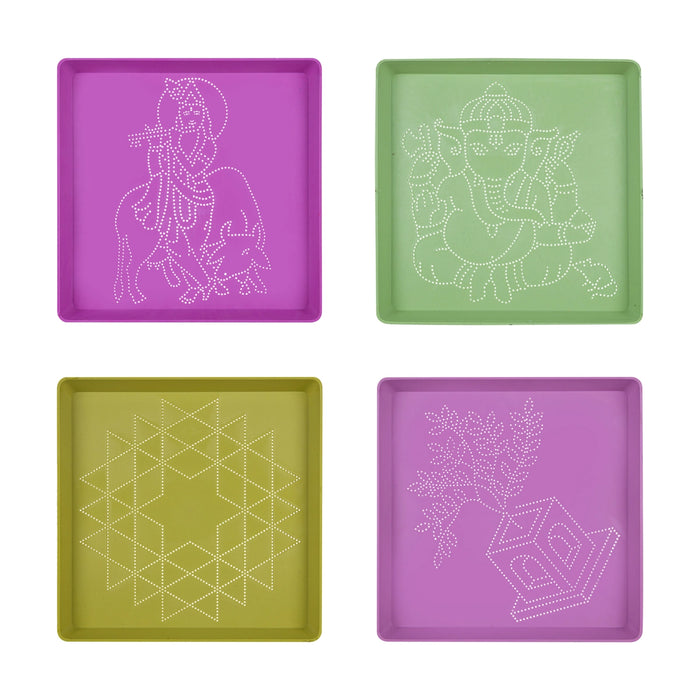 Rangoli Stencil - 6 x 6 | Kolam Achu / Dotted Design Stencil/ Muggu Jali for Floor Decor