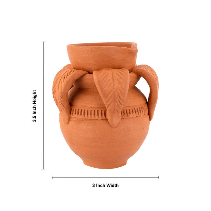 Agal Vilakku - 3.5 x 3 Inches | Clay Deepam/ Kalash Design Lamp/ Clay Diya for Pooja
