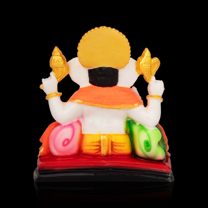 Ganpati Sitting On Base Idol - 7 x 5 Inches | Resin Murti/ Vinayagar Statue For Pooja Room