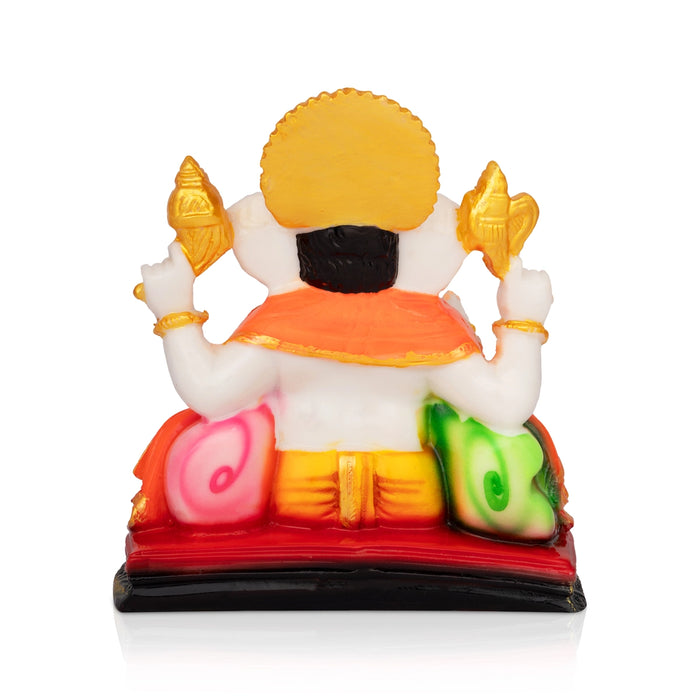 Ganpati Sitting On Base Idol - 7 x 5 Inches | Resin Murti/ Vinayagar Statue For Pooja Room