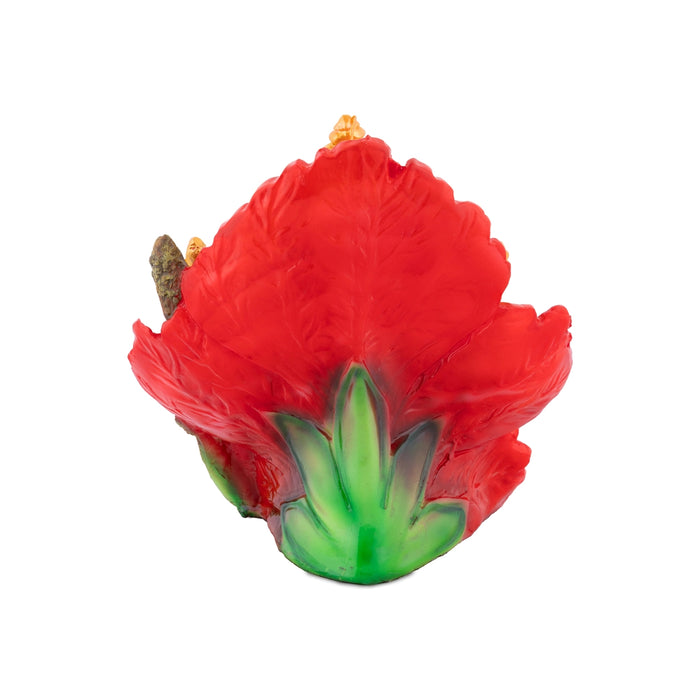 Ganesha Sitting On Hibiscus Murti - 6.5 x 7 Inches | Resin Idol/ Ganesha Statue For Pooja Space