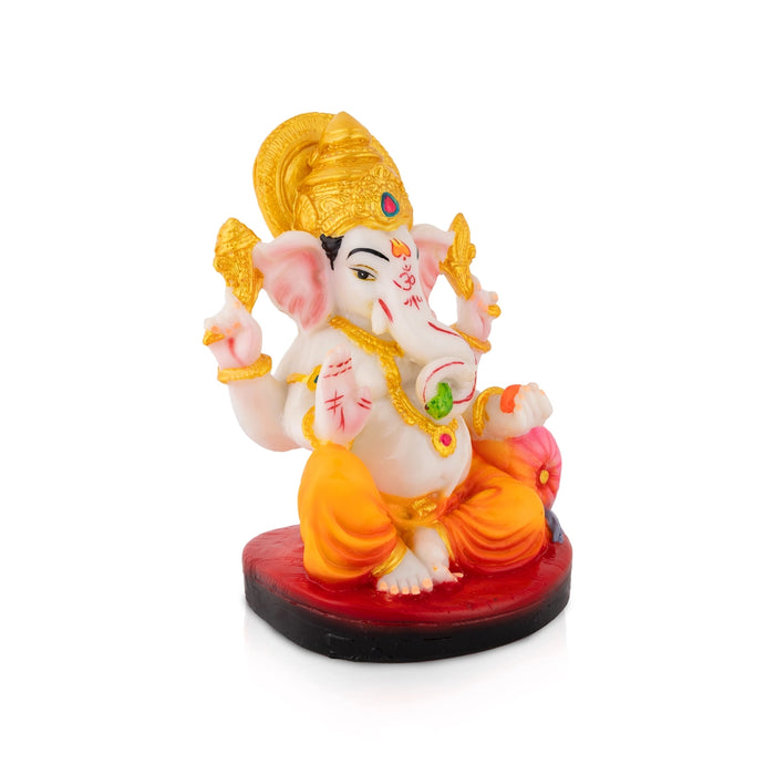 Ganpati Sitting On Base Murti - 7 x 5 Inches | Resin Statue/ Vinayagar Statue For Living Space