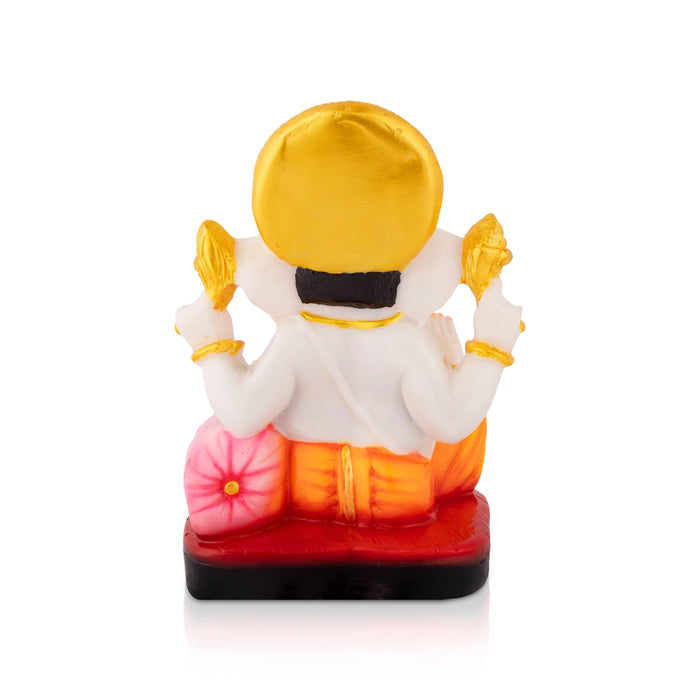 Ganpati Sitting On Base Murti - 7 x 5 Inches | Resin Statue/ Vinayagar Statue For Living Space