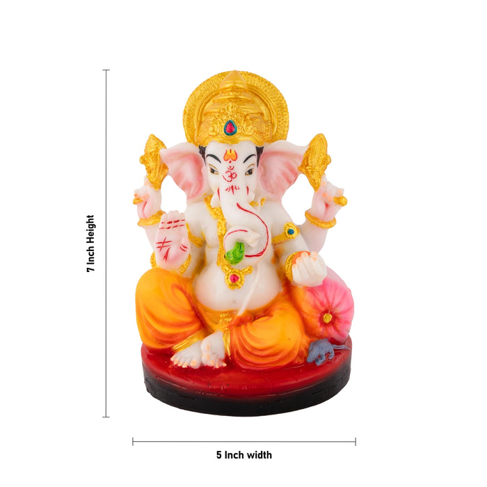 Ganpati Sitting On Base Murti - 7 x 5 Inches | Resin Statue/ Vinayagar Statue For Living Space