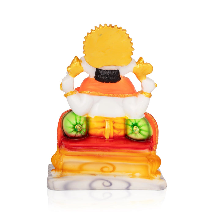 Vinayagar Sitting On Simhasan Idol - 6.5 x 4.5 Inches | Resin Murti/ Ganesha Statue For Pooja Room