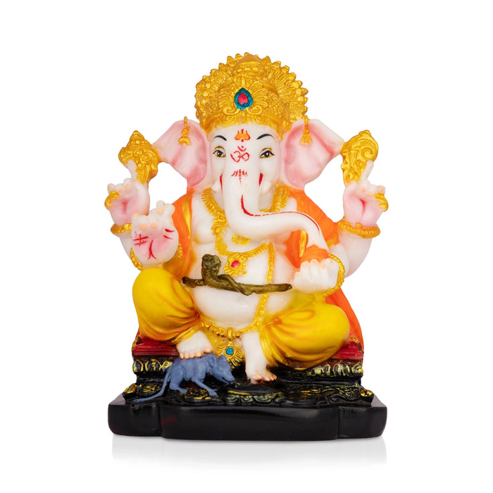 Vinayagar Sitting On Base Murti - 6.5 x 5 Inches | Resin Idol/ Ganpati Statue For Festive Decor