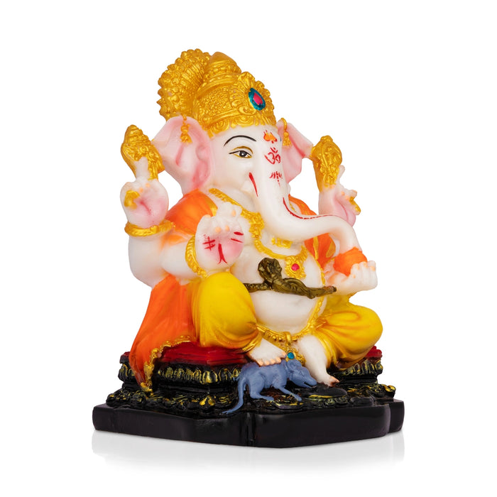 Vinayagar Sitting On Base Murti - 6.5 x 5 Inches | Resin Idol/ Ganpati Statue For Festive Decor