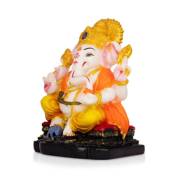 Vinayagar Sitting On Base Murti - 6.5 x 5 Inches | Resin Idol/ Ganpati Statue For Festive Decor