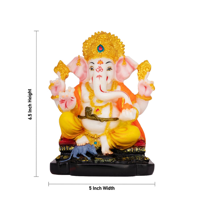 Vinayagar Sitting On Base Murti - 6.5 x 5 Inches | Resin Idol/ Ganpati Statue For Festive Decor