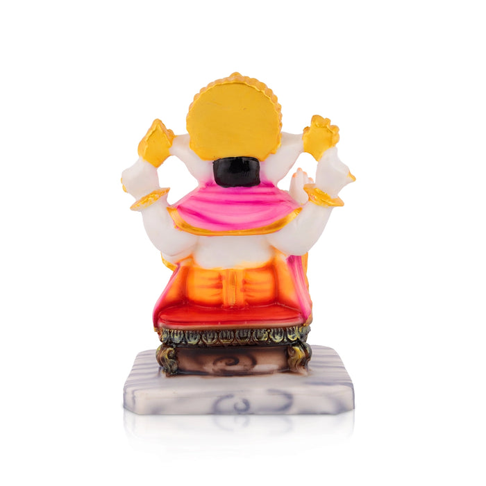 Ganesha Sitting On Base Idol - 6 x 4.5 Inches | Resin Statue/ Left Leg Vinayagar Murti For Living Space