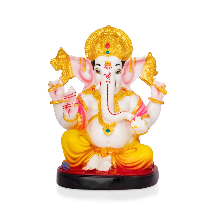 Vinayagar Sitting On Round Base Murti - 9 x 7 Inches | Resin Idol/ Ganpati Statue For Pooja Room