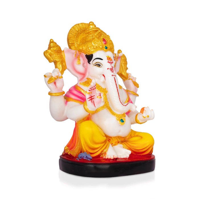 Vinayagar Sitting On Round Base Murti - 9 x 7 Inches | Resin Idol/ Ganpati Statue For Pooja Room