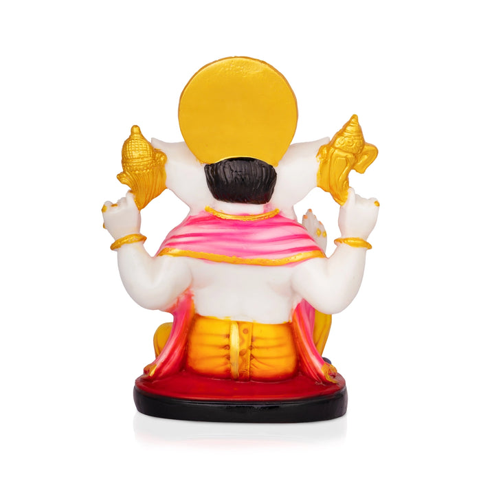 Vinayagar Sitting On Round Base Murti - 9 x 7 Inches | Resin Idol/ Ganpati Statue For Pooja Room