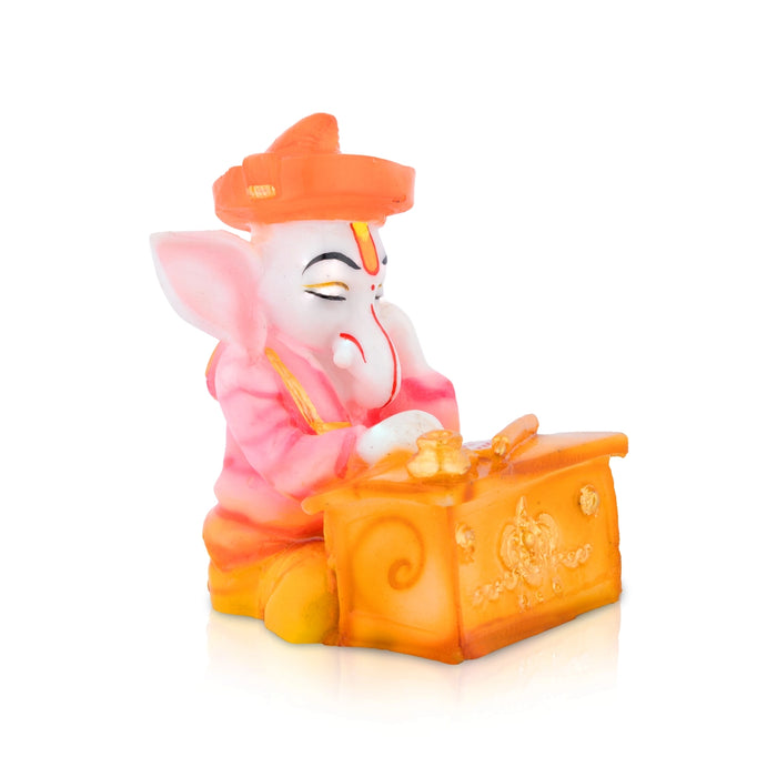 Studing Ganesha Murti - 4.5 x 2.5 Inches | Resin Idol/ Vinayagar Statue For Pooja Space