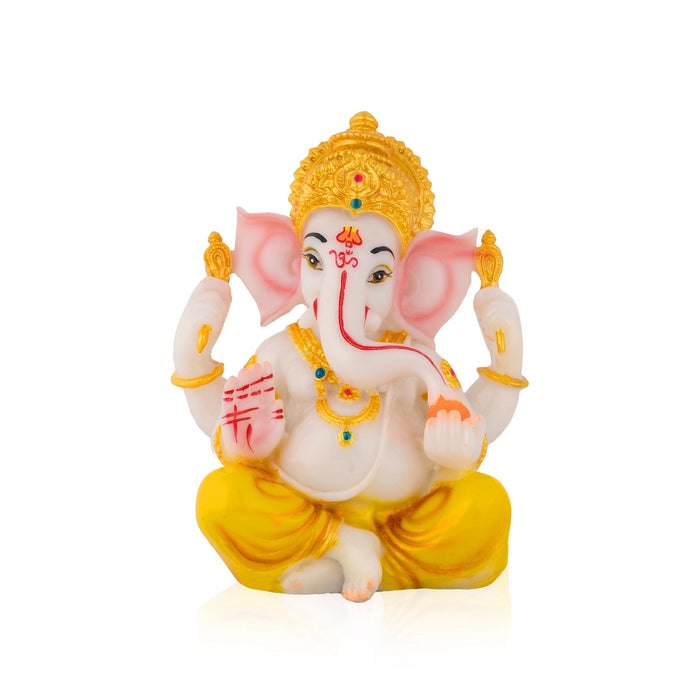 Mukut Vinayagar Sitting Statue - 5.5 x 5 Inches | Resin Murti/ Ganpati Idol For Spiritual Decor