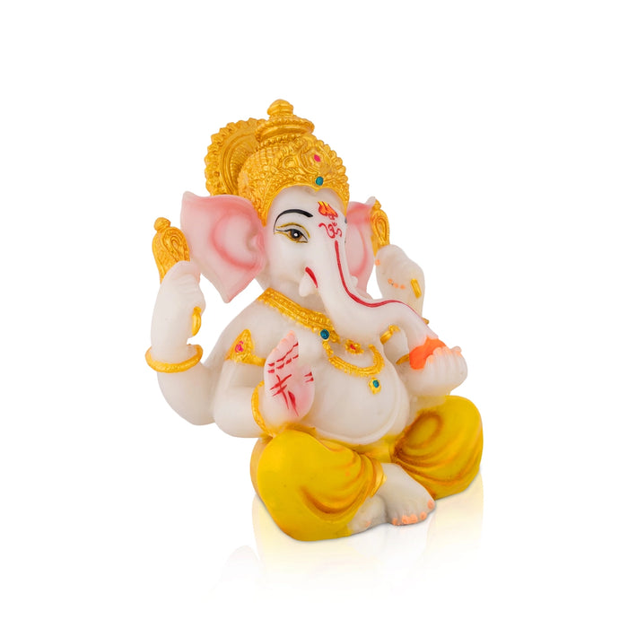 Mukut Vinayagar Sitting Statue - 5.5 x 5 Inches | Resin Murti/ Ganpati Idol For Spiritual Decor